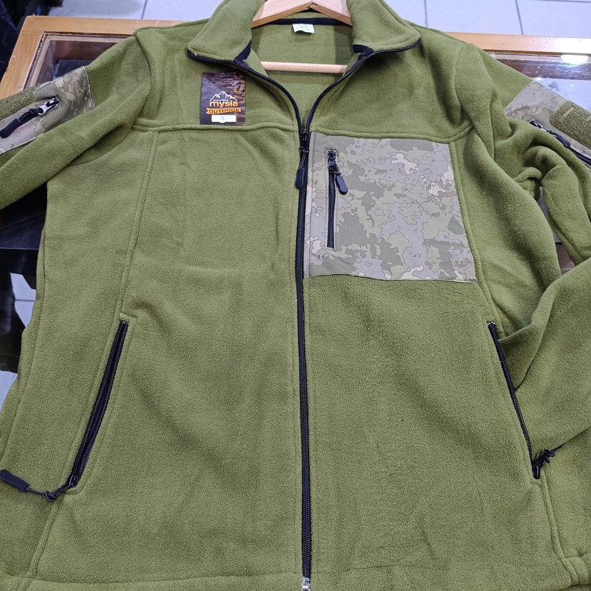 Kamuflaj Cepli Erkek Haki Polar Ceket - Görsel 5