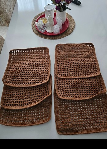 Bohem Tarzı Kahverengi Örgü Amerikan Servis - Görsel 7