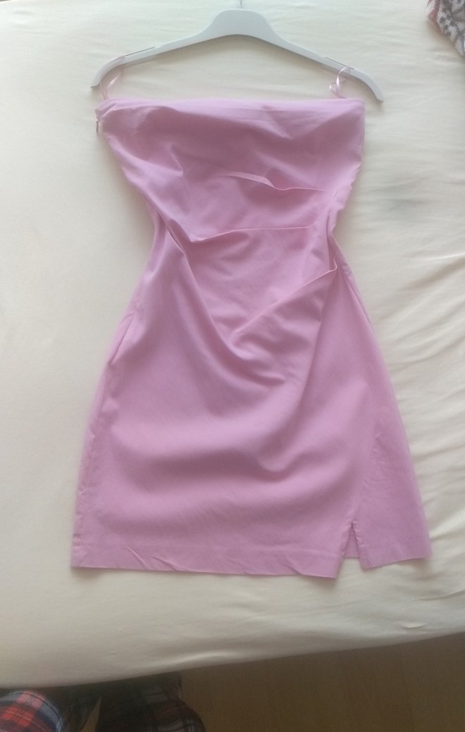 Pembe Straplez Mini Elbise - Görsel 2