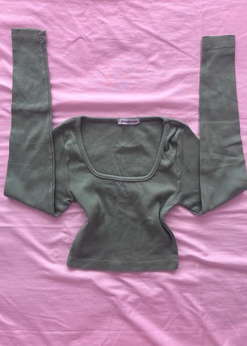 Yesıl Uzun Kollu Crop Top
