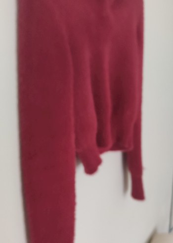 Bordo V Yakalı Kadın Triko Kazak - Görsel 9