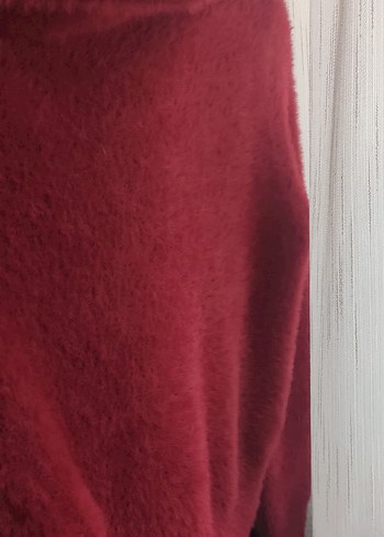 Bordo V Yakalı Kadın Triko Kazak - Görsel 8