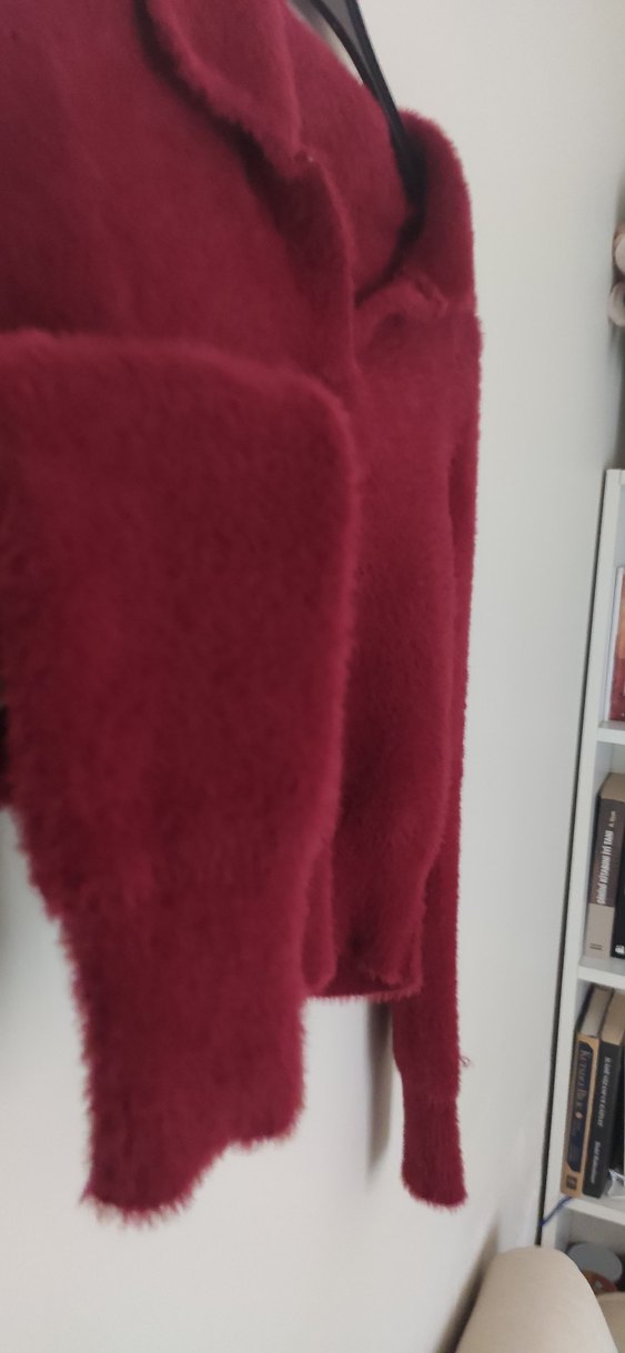 Bordo V Yakalı Kadın Triko Kazak - Görsel 4