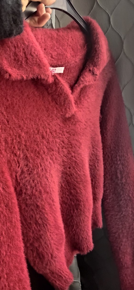 Bordo V Yakalı Kadın Triko Kazak - Görsel 5