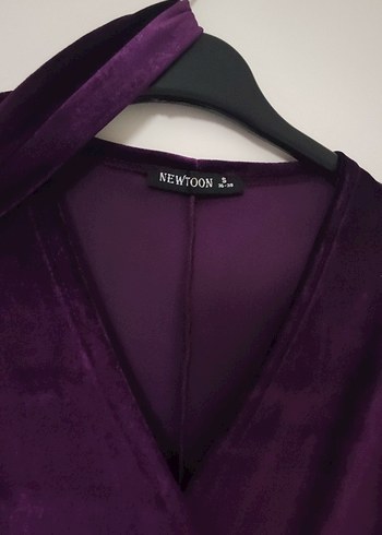 Mor Uzun Kollu Pilili Uzun Elbise - Görsel 5