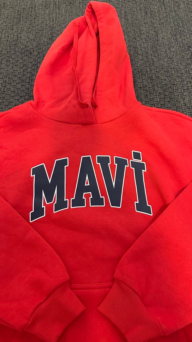 Canlı Kırmızı MAVİ Kapüşonlu Sweatshirt — görsel 2/5