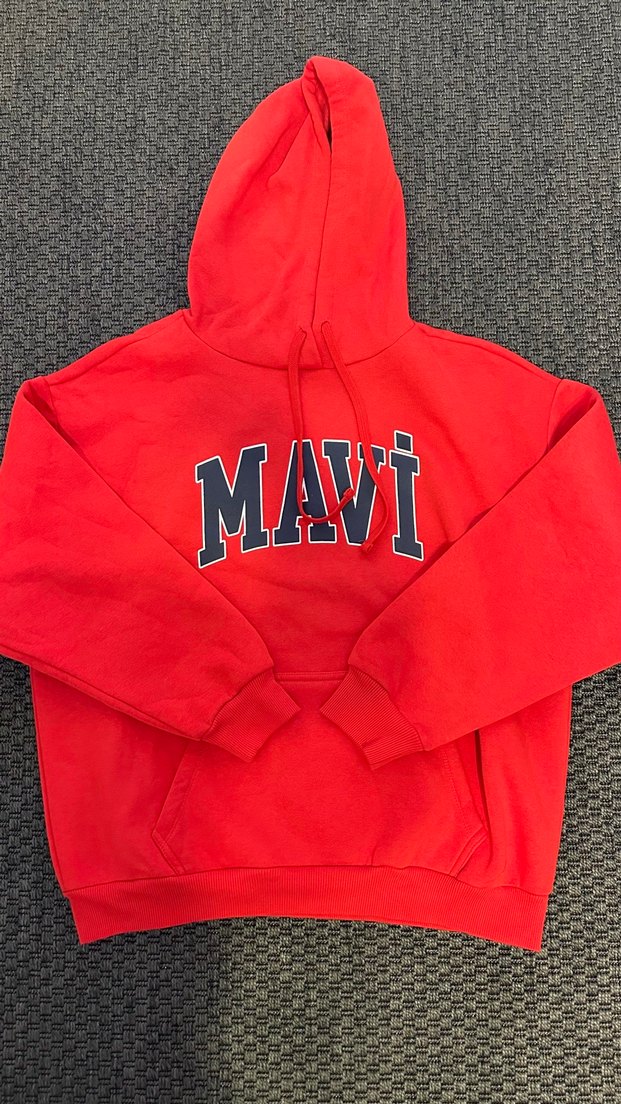 Canlı Kırmızı MAVİ Kapüşonlu Sweatshirt — görsel 3/5