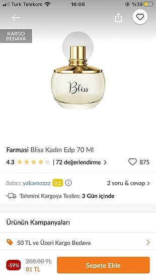 Farmasi bliss kadın parfüm