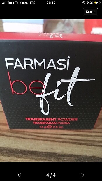  Beden Renk Farmasi transparan pudra