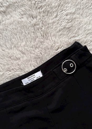 Düğmeli Siyah Mini Şort Etek - Görsel 2