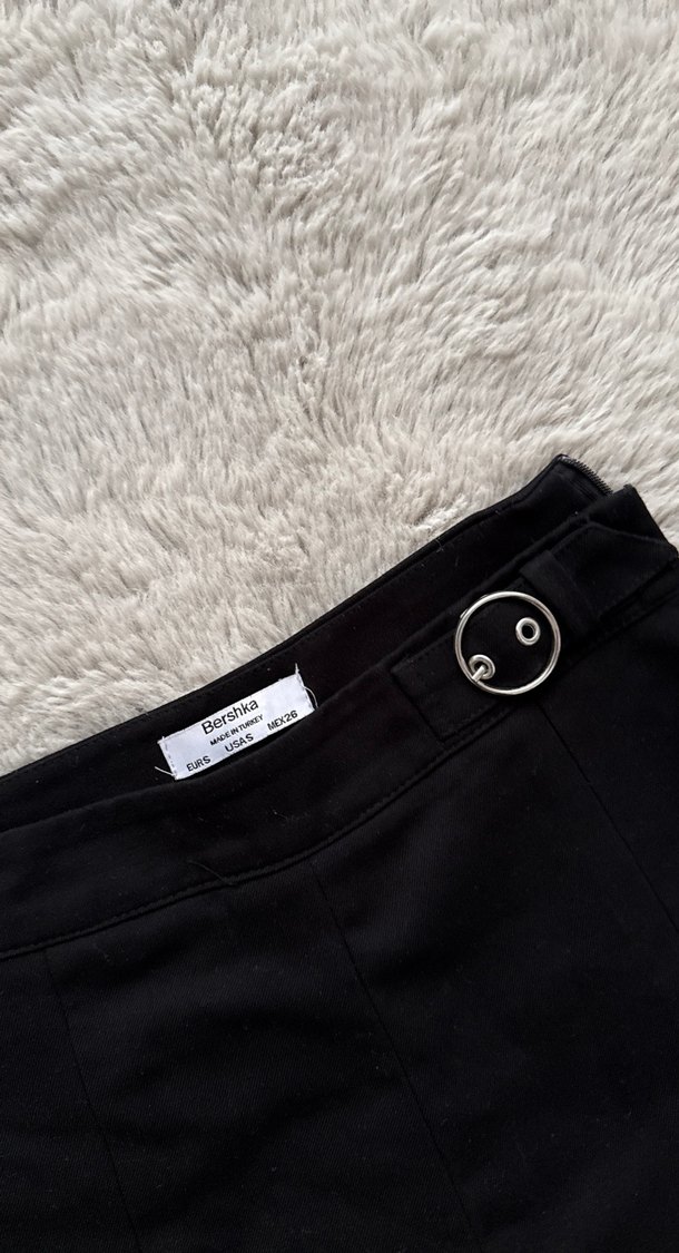 Düğmeli Siyah Mini Şort Etek - Görsel 2