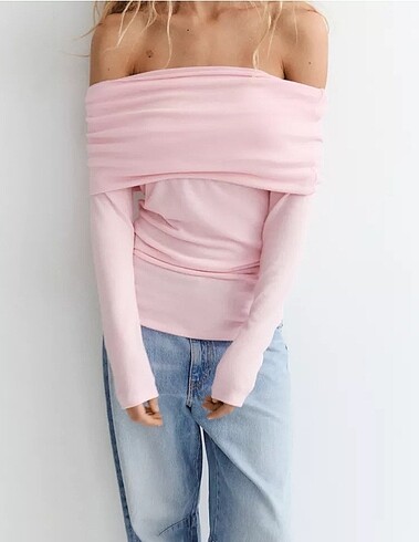 Zara drape detaylı madonna yaka kazak/triko