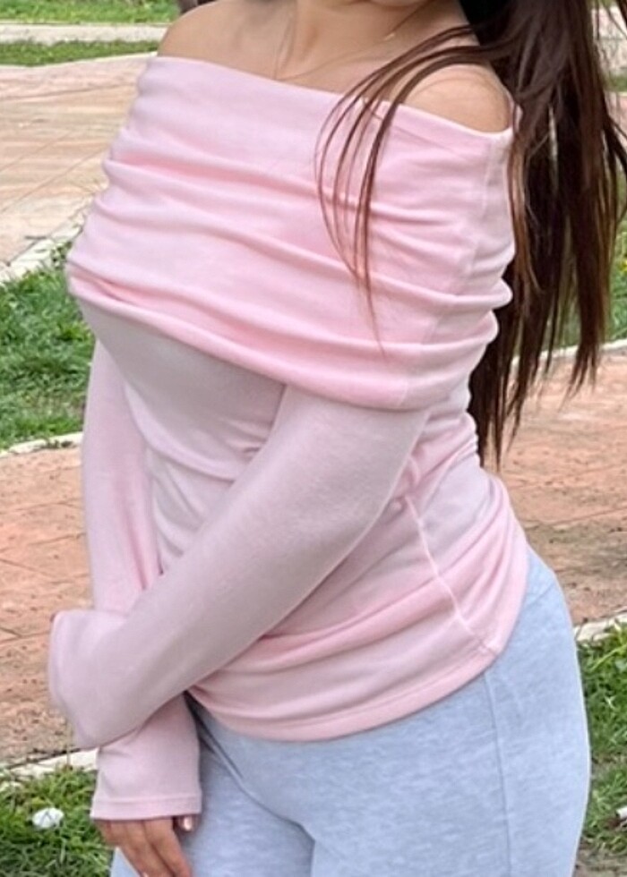 Zara drape detaylı madonna yaka kazak/triko - Görsel 5