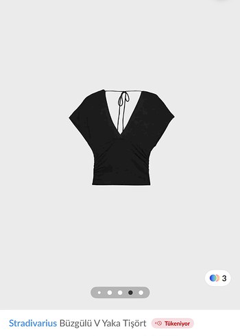 Stradivarius Büzgülü V Yaka Siyah Tişört