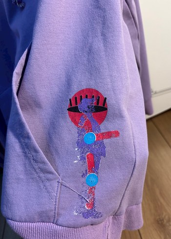 m Beden Kadın Mor Kapüşonlu Sweatshirt