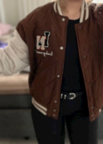 LC Waikiki Düğmeli Kahverengi Midi Bomber Ceket