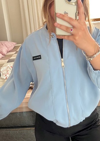 m Beden Mavi Denim Midi Boy Düğmeli Kadın Ceket
