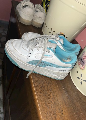 Puma Beyaz Mavi Platform Topuklu Spor Ayakkabı