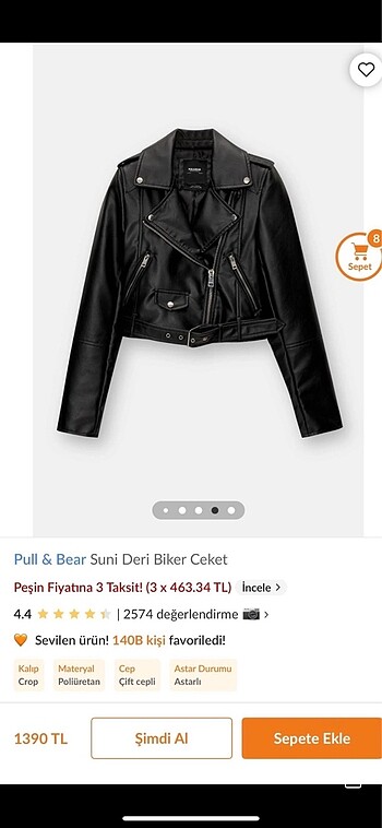 m Beden Pull Bear Deri Ceket