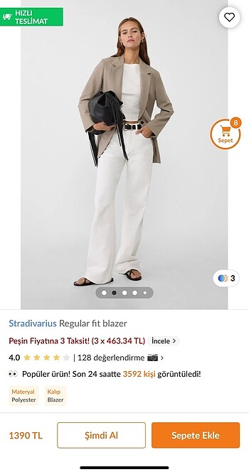 s Beden Stradivarius Regular Fit Blazer