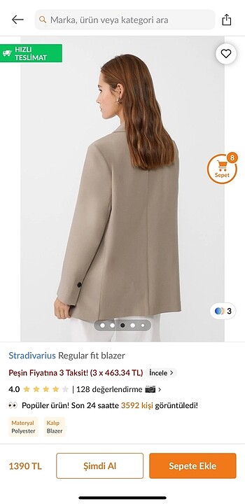 s Beden kahverengi Renk Stradivarius Regular Fit Blazer