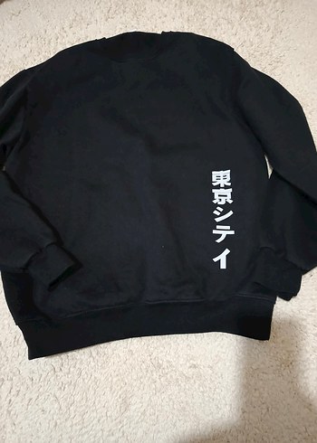 Siyah Baskılı Uzun Kollu  Sweatshirt - Görsel 3