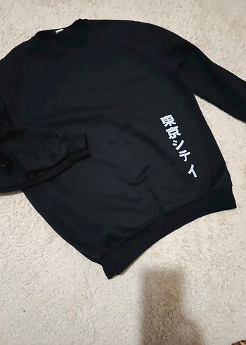 Siyah Baskılı Uzun Kollu  Sweatshirt - Görsel 2