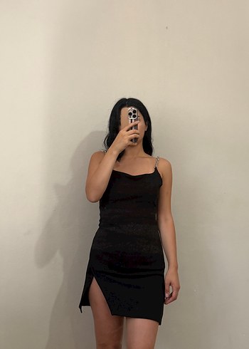 Siyah Strappy Midi Elbise