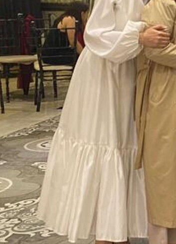 36 Beden beyaz Renk Tesettür nikah elbisesi 