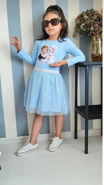 4 Yaş Beden Elsa Frozen üzün kollu kız çocuk Elbise