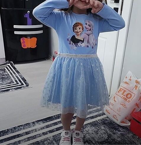 Diğer Elsa Frozen üzün kollu kız çocuk Elbise