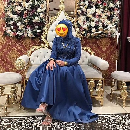 Mavi tesettür abiye