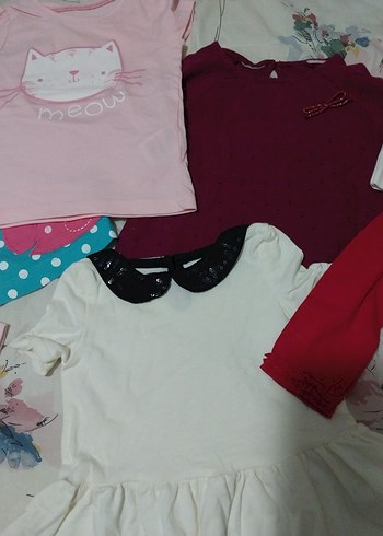 Kız Çocuk Uzun Kollu Pamuklu Kırmızı Baskılı Tişört - Görsel 4