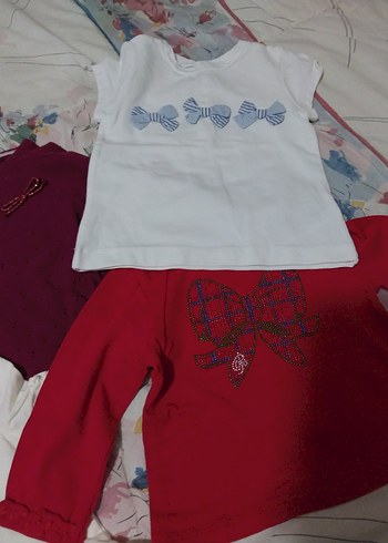 Kız Çocuk Uzun Kollu Pamuklu Kırmızı Baskılı Tişört - Görsel 2