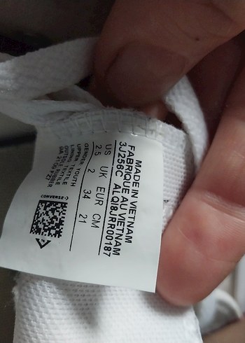 35 Beden beyaz Renk Beyaz orjinal converse Bağcıklı Kadın Spor Ayakkabı