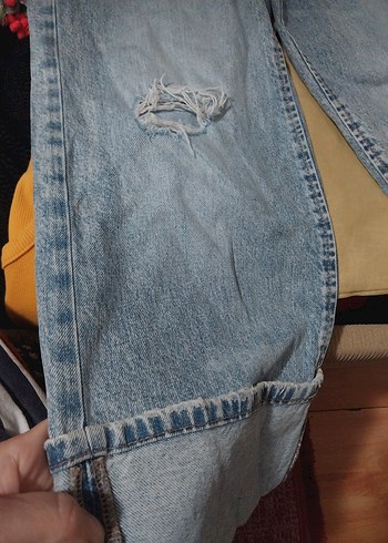 Zara Tokalı Bol Kesim Midi Kot Pantolon