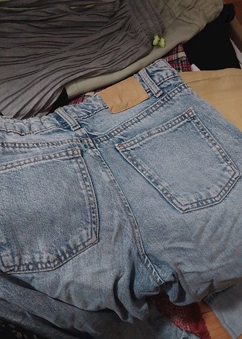 10 Yaş Beden mavi Renk Tokalı Bol Kesim Midi Kot Pantolon