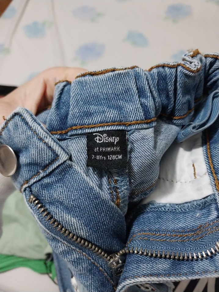 Nakışlı Mavi Kız Kot Şort 7/8 yaş - Görsel 3