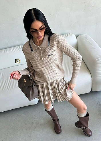 universal Beden Miu miu etekli triko takım