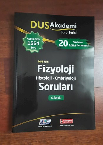 DUS Akademi Fizyoloji Histoloji-Embriyoloji Soru Kitabı