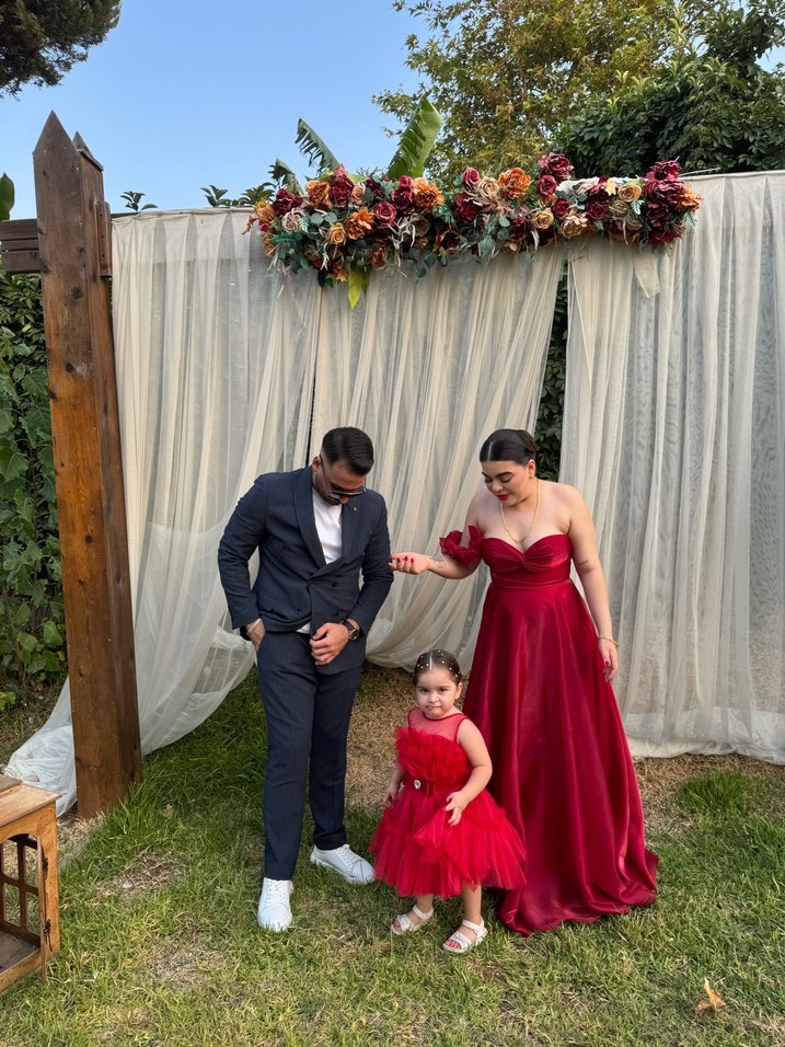 Bordo Drapeli Uzun Abiye Elbise - Görsel 2