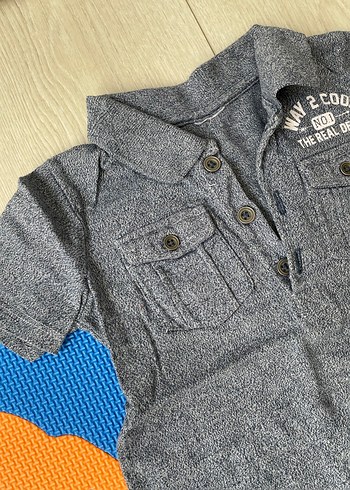 Diğer Gri Denim Kısa Kollu Bebek Tulum