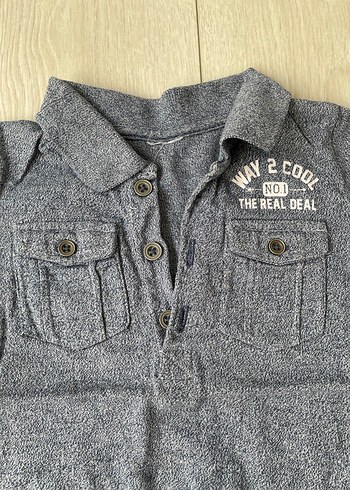 1 Yaş Beden Gri Denim Kısa Kollu Bebek Tulum
