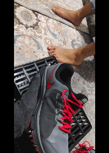 Gri Nike Spor Ayakkabı Kırmızı Bağcıklı - Görsel 3