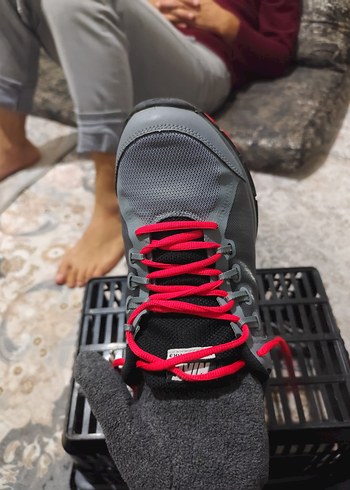 Gri Nike Spor Ayakkabı Kırmızı Bağcıklı - Görsel 9