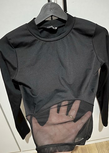 Siyah Uzun Kollu Yüksek Yakalı Kadın Bluz - Görsel 2