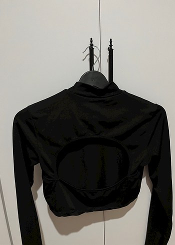 Yüksek Yakalı Siyah Mini Bluz - Görsel 2