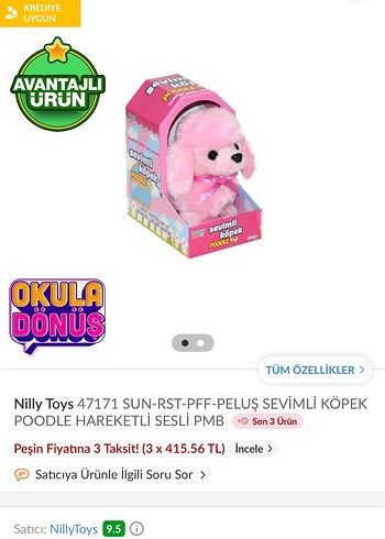 Pembe Peluş Poodle Köpek Oyuncak