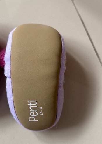Penti Kız Çocuk Mor Nakışlı Peluş Ev Terliği