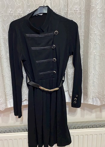 Siyah Kemerli Gotik Kadın Uzun tunik